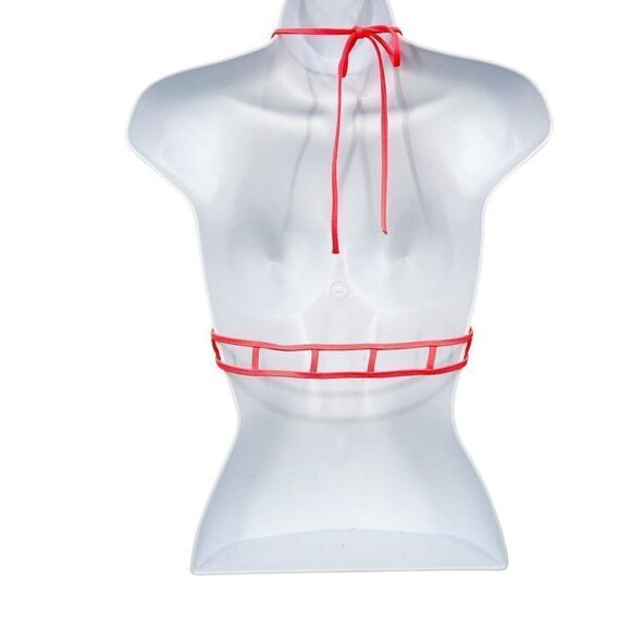 Victoria's Secret Floral Print Neon Ladder Trim Cutout Bikini Top - Picture 2 of 5